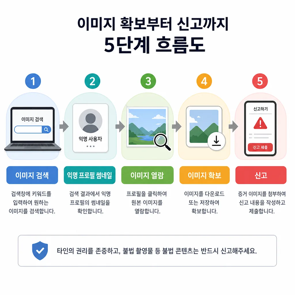 프로필 사진 역검색으로 계정 진위 확인하는 단계별 흐름도